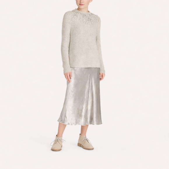 Polo Ralph Lauren Dresses & Skirts - Polo Ralph Lauren Lush Velvet Flared Silver Midi Skirt | Sz 6